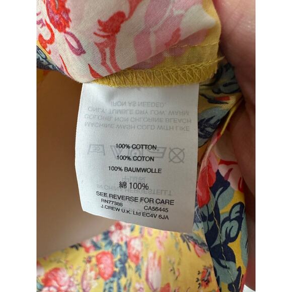 J Crew Liberty Fabric Magical Bouquet Popover Top Size 6 Yellow Floral A16 - Picture 3 of 7